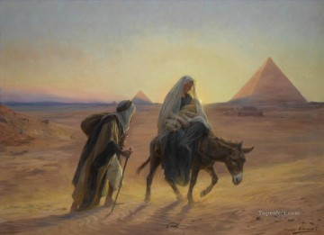  orientalista Lienzo - Huida a Egipto Eugene Girardet Judío orientalista